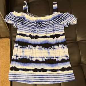 INC International Concepts Off-Shoulder Blue and Black Blouse